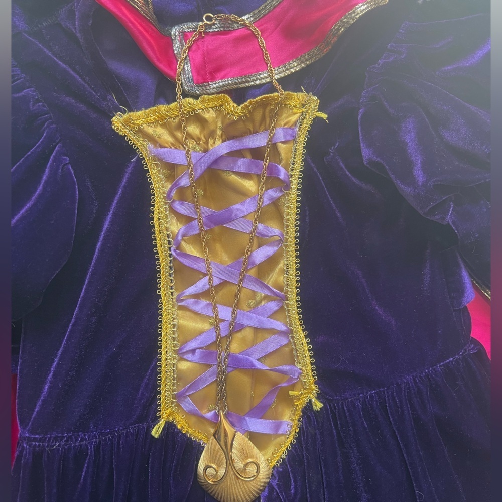 Girls Purple and Gold Princess/Queen Costume W/ Cape & Necklace 3-6yrs - Picture 6 of 8